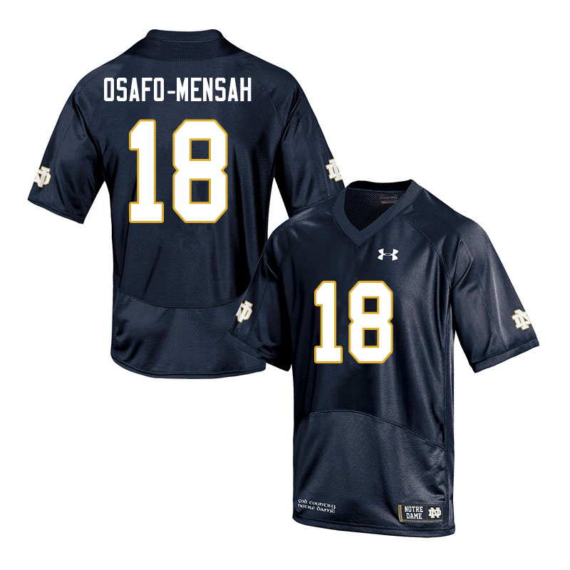 Men's NCAA Notre Dame Fighting Irish #18 Nana Osafo-Mensah Stitched College Under Armour Authentic Navy Football Jersey QM10C78TE